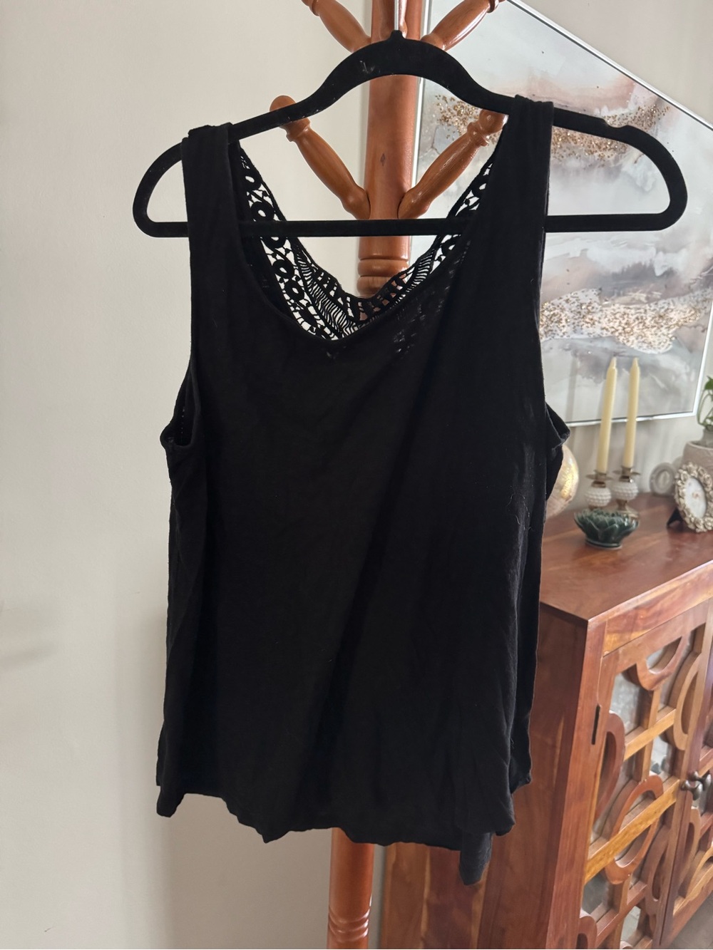 Torrid Macrame Tank Top Black Size 00 Bohemian Style Women's Shirt